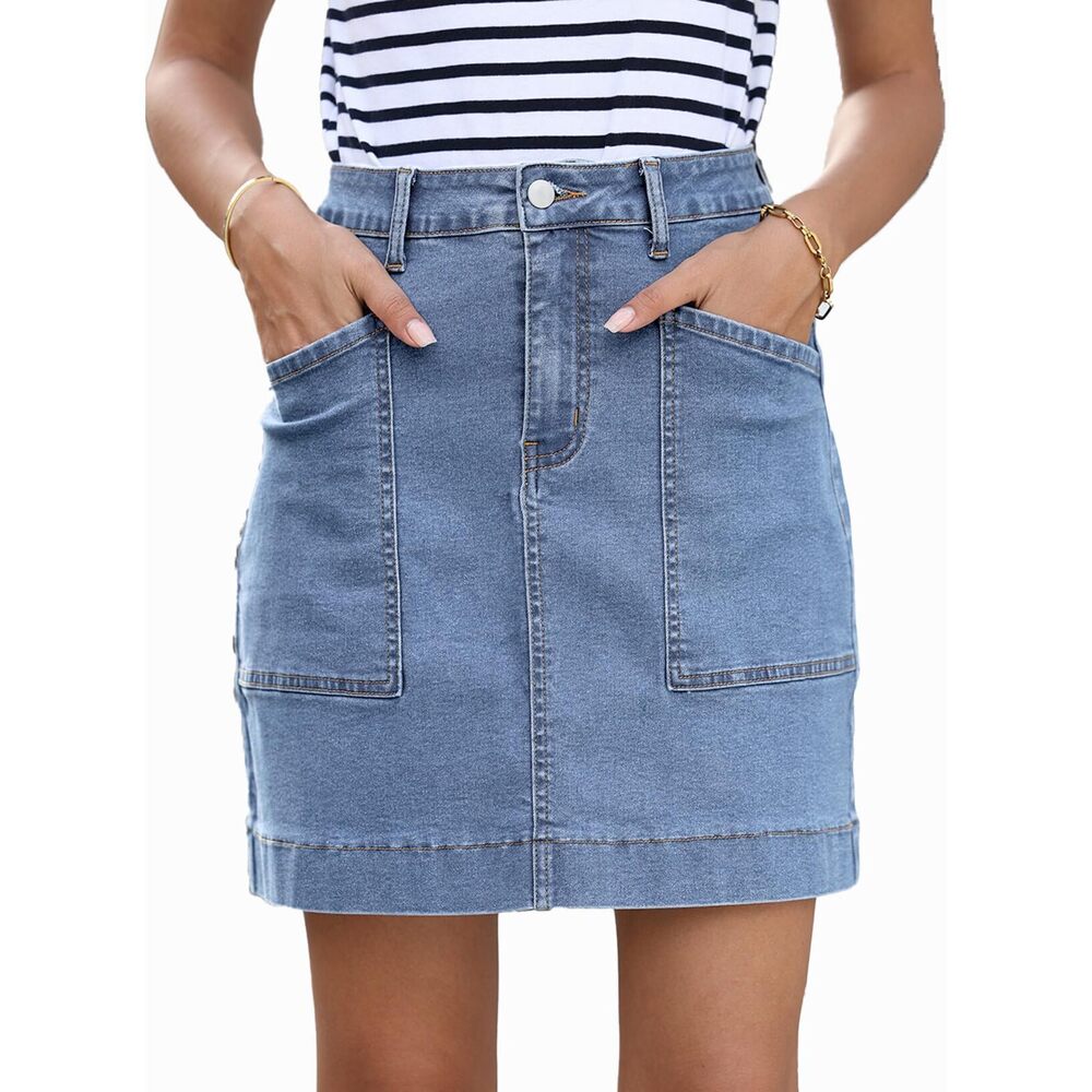 2309 Denim Skirt High Waisted Stretch Casual Mini Skirt Cute Jean Skirt